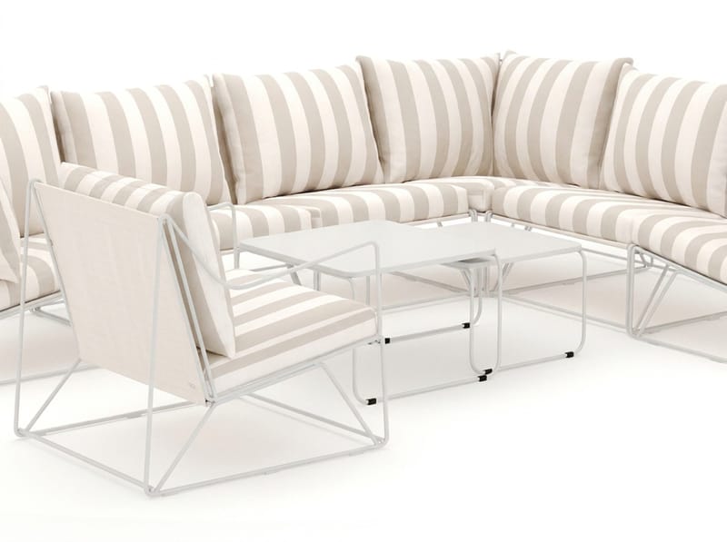 Usteryd utomhus L-soffa 7-sits vändbar med fåtölj - Beige/Striped - Products - Utemöbler & utemiljö - Loungemöbler - Loungesoffor