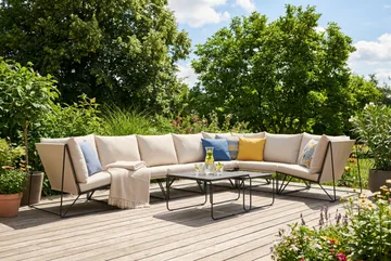Usteryd utomhus L-soffa 7-sits vändbar - Svart/Beige - Products - Utemöbler & utemiljö - Loungemöbler - Loungesoffor