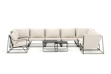 Usteryd utomhus L-soffa 8-sits vändbar med fåtölj - Svart/Beige - Products - Utemöbler & utemiljö - Loungemöbler - Loungesoffor