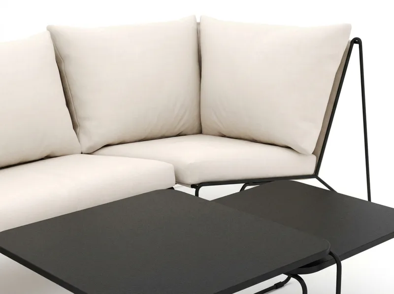 Usteryd utomhus rak 3-sits soffa - Svart/Beige - Products - Utemöbler & utemiljö - Loungemöbler - Loungesoffor