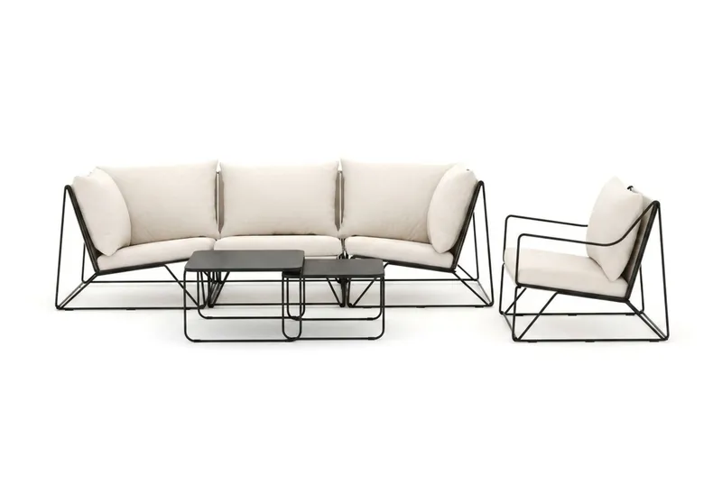 Usteryd utomhus rak 4-sits soffa med fåtölj - Svart/Beige - Products - Utemöbler & utemiljö - Loungemöbler - Loungeset & loungegrupp