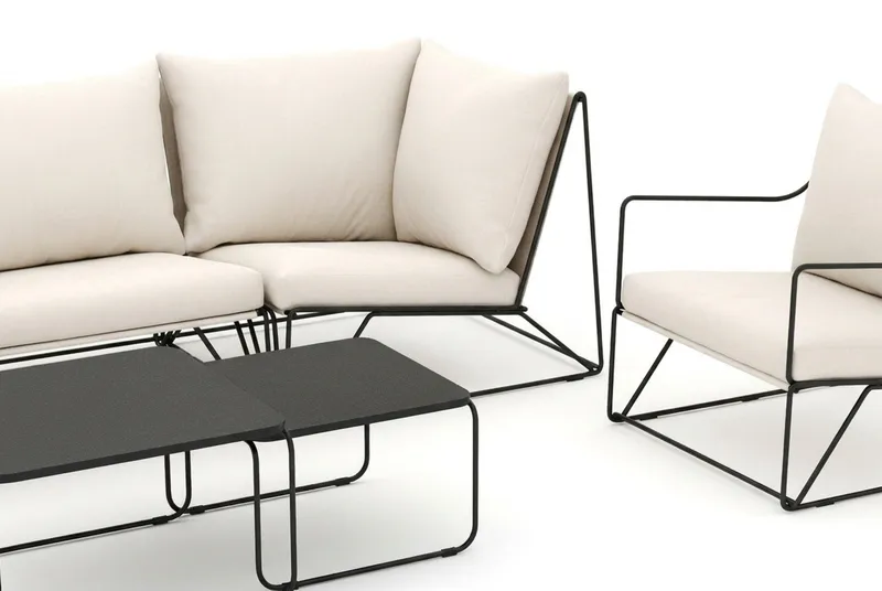 Usteryd utomhus rak 4-sits soffa med fåtölj - Svart/Beige - Products - Utem öbler & utemiljö - Loungemöbler - Loungeset & loungegrupp