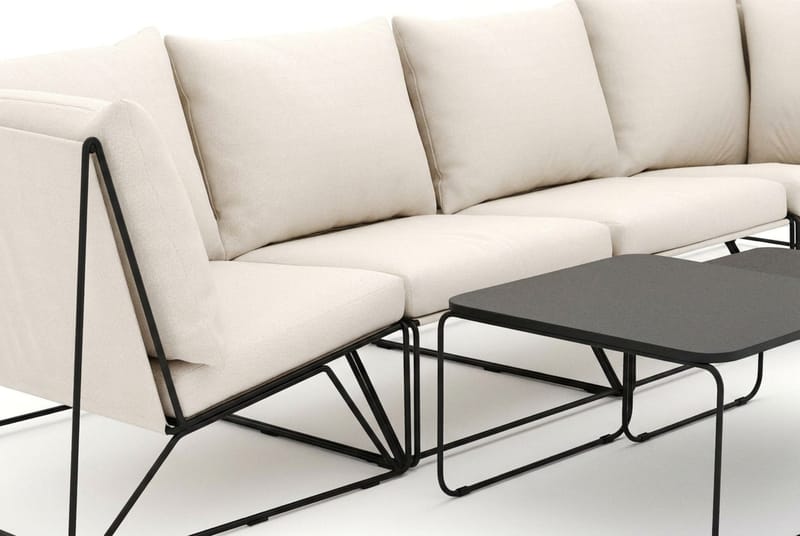 Usteryd utomhus rak 4-sits soffa - Svart/Beige - Products - Utemöbler & utemiljö - Loungemöbler - Loungesoffor