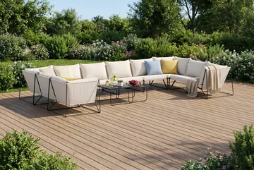 Usteryd utomhus U-soffa 10-sits med stängt avslut - Svart/Beige - Products - Utemöbler & utemiljö - Loungemöbler - Loungeset & loungegrupp
