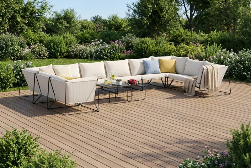 Usteryd utomhus U-soffa 10-sits med stängt avslut - Svart/Beige - Products - Utemöbler & utemiljö - Loungemöbler - Loungeset & loungegrupp