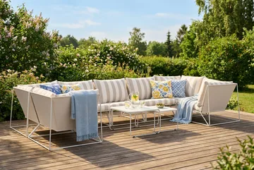 Usteryd utomhus U-soffa 7-sits med stängt avslut - Beige/Striped - Products - Utemöbler & utemiljö - Loungemöbler - Loungeset & loungegrupp