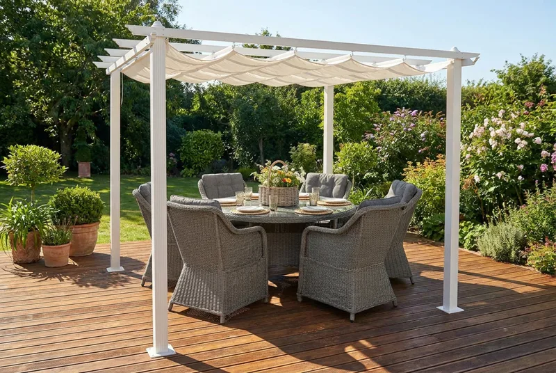 Porto Pergola 3x3 m i aluminium med tak för solskydd - Vit - Products - Utemöbler & utemiljö - Solskydd - Pergola