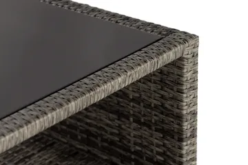 Bahamas Loungbord och Soffbord med hylla Utomhus 113 cm Konstrotting Glas - Grå - Products - Utemöbler & utemiljö - Utebord & trädgårdsbord - Loungebord & soffbord utomhus