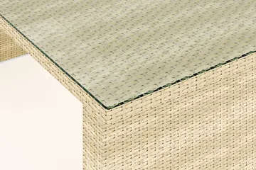 Majestic Rektangulärt Matbord Utomhus i konstrotting 210x100 cm med glasskiva - Beige / Transparent / Grå - Products - Utemöbler & utemiljö - Utebord & trädgårdsbord - Matbord utomhus