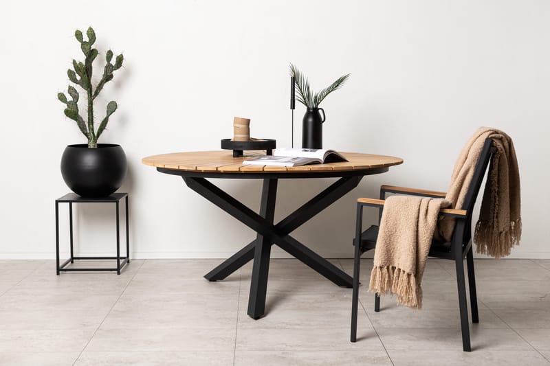 Mexico Matbord Utomhus Rund 140 cm Brun/Svart - Venture Home - Products - Utemöbler & utemiljö - Utebord & trädgårdsbord - Matbord utomhus