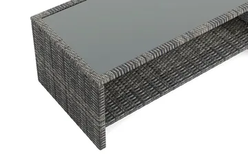 Wisconsin Soffbord utomhus i konstrotting med glasskiva och hylla för förvaring 58x110x43 cm - Grå - Products - Utemöbler & utemiljö - Utebord & trädgårdsbord - Loungebord & soffbord utomhus