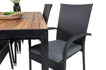 Bois Matgrupp Utomhus 200cm + 6 Anna Karmstolar - Svart/Grå - Products - Utemöbler & utemiljö - Utegrupp - Matgrupp utomhus