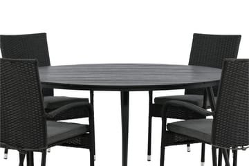 Break Matgrupp Utomhus Rund 150 cm + 6 Anna Matstol - Svart - Products - Utemöbler & utemiljö - Utegrupp - Matgrupp utomhus