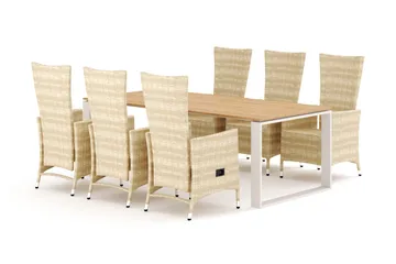 Devon utomhus matgrupp 210x100 cm med 6 Jenny matstolar - Beige/Teak - Products - Utemöbler & utemiljö - Utegrupp - Matgrupp utomhus