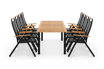 Las Vegas Matgrupp Utomhus Las Vegas 220-280 + 8 Positionsstol Lyx - Svart/Teak - Products - Utemöbler & utemiljö - Utegrupp - Matgrupp utomhus