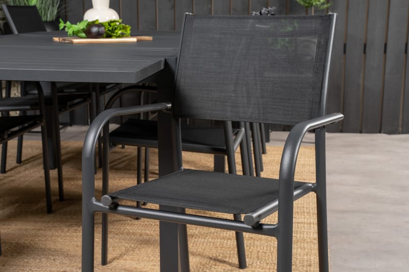 Marbella Matgrupp Utomhus 160-240 cm Rektangulär med 8 Santorini Utestolar - Svart - Products - Utemöbler & utemiljö - Utegrupp - Matgrupp utomhus