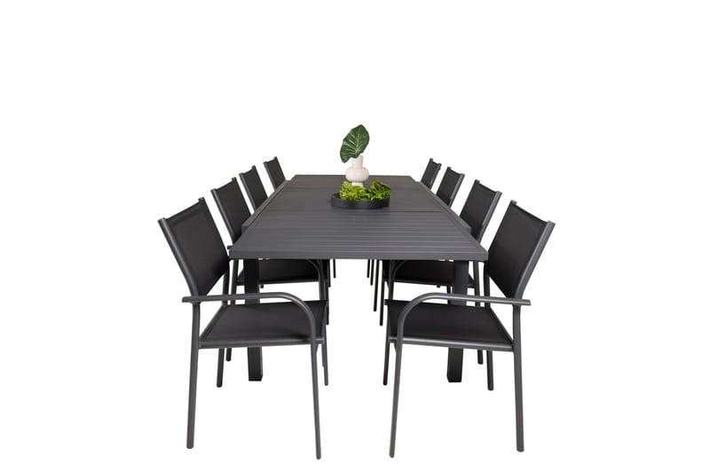Marbella Matgrupp Utomhus 160-240 cm Rektangulär med 8 Santorini Utestolar - Svart - Products - Utemöbler & utemiljö - Utegrupp - Matgrupp utomhus