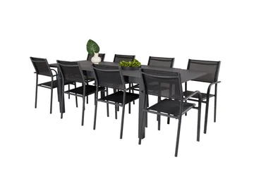 Marbella Matgrupp Utomhus 160-240 cm Rektangulär med 8 Santorini Utestolar - Svart - Products - Utemöbler & utemiljö - Utegrupp - Matgrupp utomhus