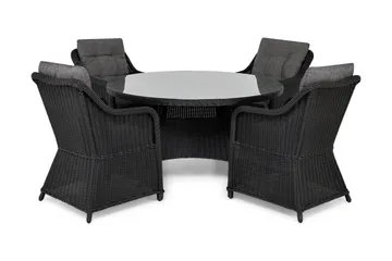 Marcus Matgrupp 140 Rund + 4 Fåtöljer m Dyna - Svart - Products - Utemöbler & utemiljö - Utegrupp - Matgrupp utomhus