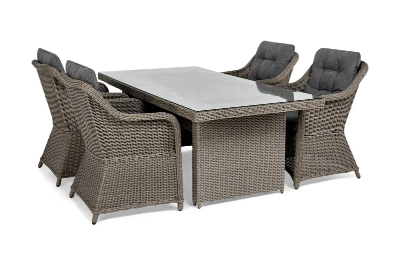 Marcus Matgrupp 200 + 4 Fåtöljer m Dyna - Grå - Products - Utemöbler & utemiljö - Utegrupp - Matgrupp utomhus