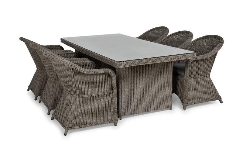 Marcus Matgrupp 200 + 6 Light Fåtöljer m Dyna - Grå - Products - Utemöbler & utemiljö - Utegrupp - Matgrupp utomhus