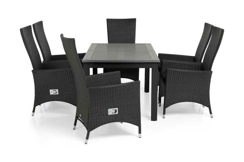 Monaco Matgrupp Utomhus 152-210 + 6 Jenny Ställbar Fåtölj - Svart - Products - Utemöbler & utemiljö - Utegrupp - Matgrupp utomhus
