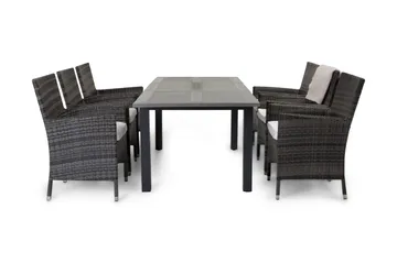 Monaco Matgrupp Utomhus 152-210 + 6 Thor Fåt ölj - Svart/Grå - Products - Utemöbler & utemiljö - Utegrupp - Matgrupp utomhus