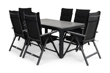 Monaco Matgrupp Utomhus 152-210x90+6 Monaco Light Positionsstol Dyna - Svart/Grå - Products - Utemöbler & utemiljö - Utegrupp - Matgrupp utomhus