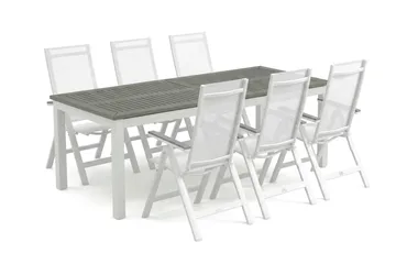 Monaco utomhus matgrupp förlängningsbart 210/310x90 med 6 Monaco Light positionsstolar - Vit/Grå - Products - Utemöbler & utemiljö - Utegrupp - Matgrupp utomhus