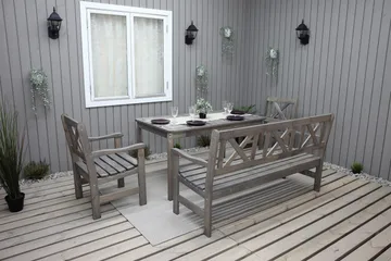 Olivo Matgrupp Utomhus + 2 Utestolar + Bänk Utomhus - Grå - Products - Utemöbler & utemiljö - Utegrupp - Matgrupp utomhus