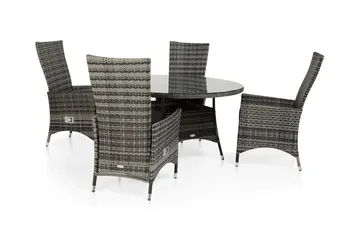 Thor Matgrupp Utomhus Ø140 + 4 Jenny Ställbar Fåtölj - Grå - Products - Utemöbler & utemiljö - Utegrupp - Matgrupp utomhus