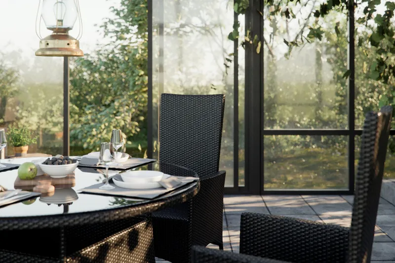 Thor Matgrupp Utomhus Ø140 + 6 Jenny Ställbar Fåtölj m Dyna - Grå/Svart - Products - Utemöbler & utemiljö - Utegrupp - Matgrupp utomhus