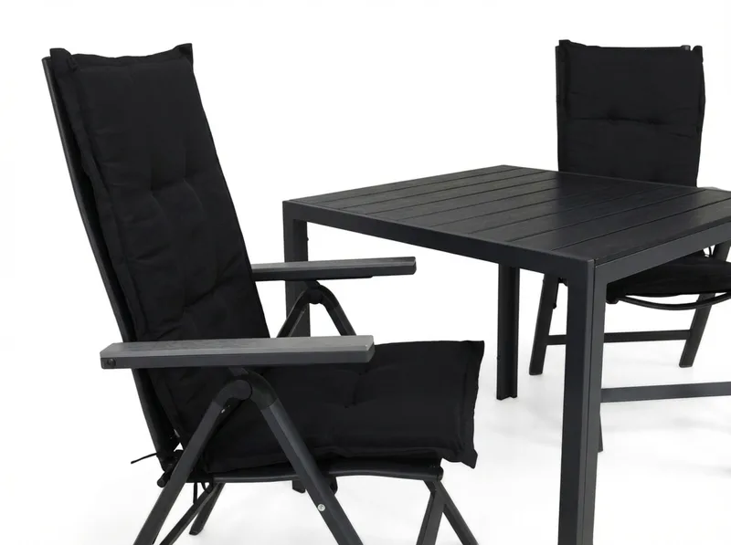 Tunis Matgrupp Utomhus 90x90 + 2 Monaco Light Positionsstol m Dyna - Svart/Grå - Products - Utemöbler & utemiljö - Utegrupp - Matgrupp utomhus