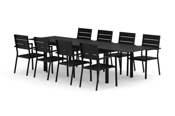 Tunis utomhus matgrupp förlängningsbart 205/305x90 cm med 8 Tunis stapelstolar - Svart/Svart - Products - Utemöbler & utemiljö - Utegrupp - Matgrupp utomhus