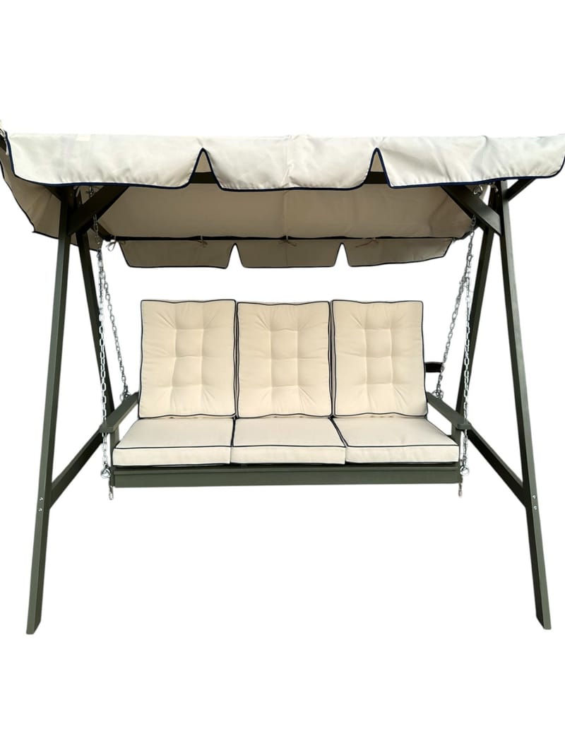 Landet Hammock utomhus gunga med tak 195x125x159, Vit / Mörkgrön